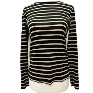 LAUREN Ralph Lauren Black Gold Metallic Stripe Long Sleeve Top Sweater 2X